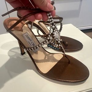 Jimmy Choo Bronze Heels with stones